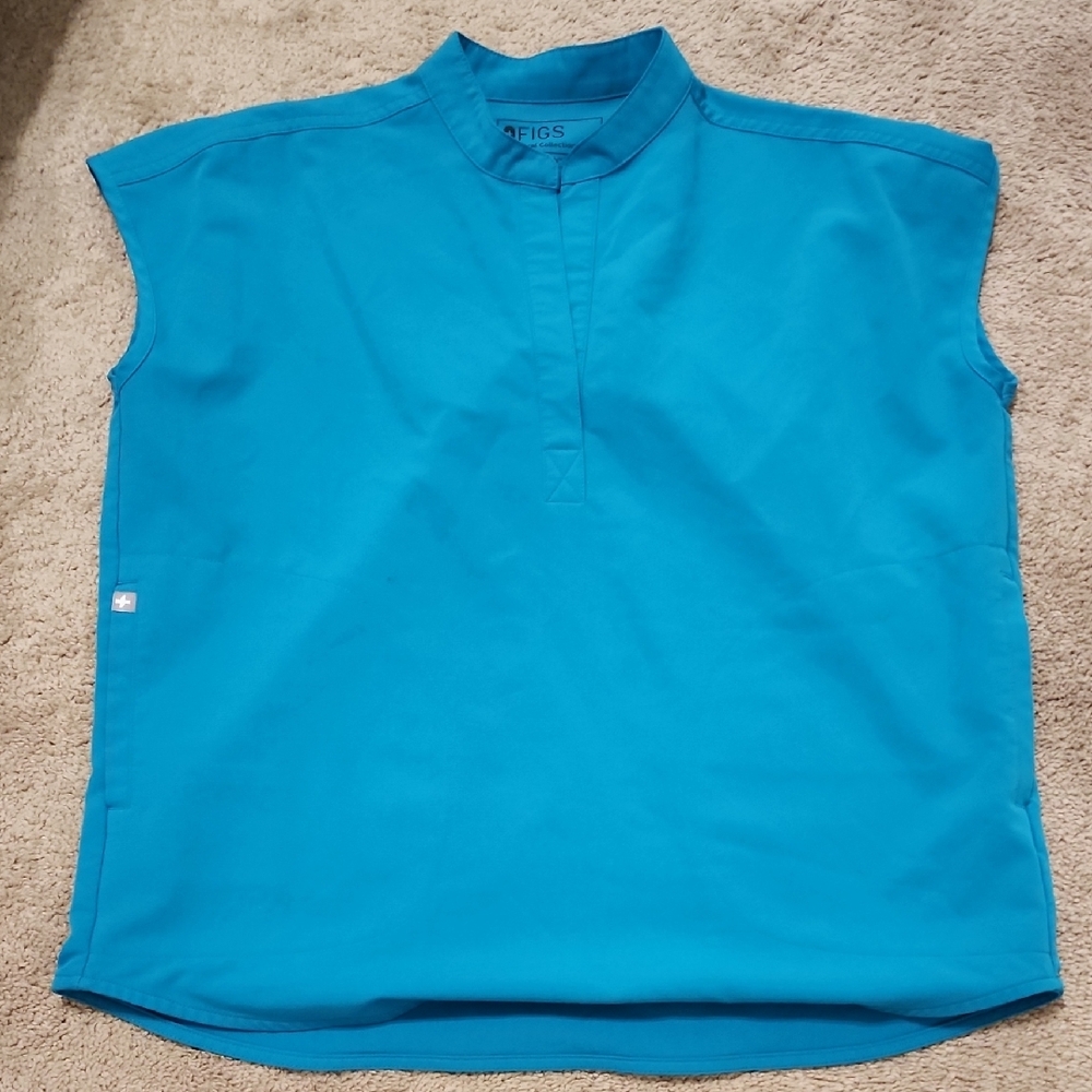 Figs Blue Sleeveless Top